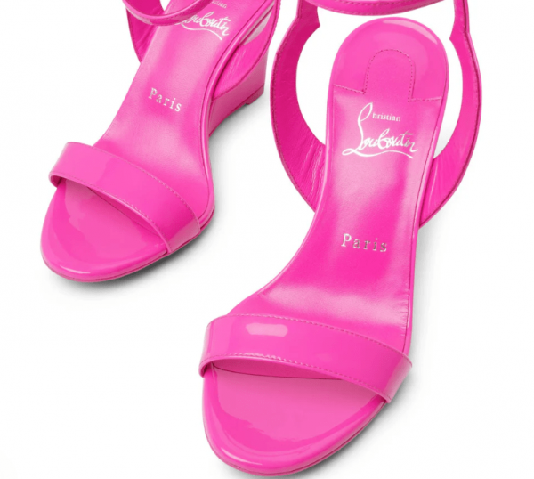 Christian Louboutin Zeppa Chick Sandales 85mm Cuir Verni Rose Bolerose – Image 4