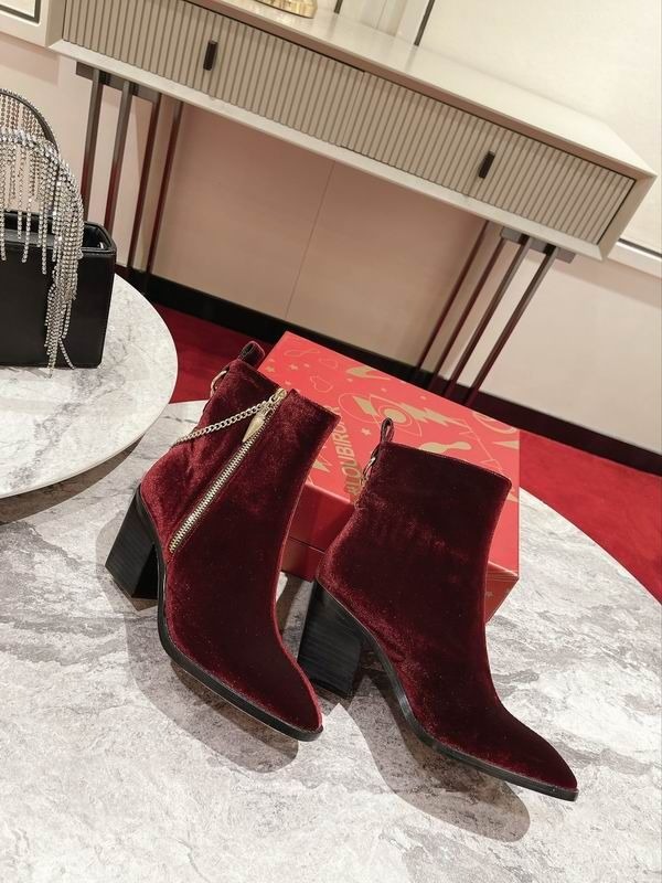 Christian Louboutin Bottines Zip 70mm avec Chaîne Velours Bourgogne – Image 2