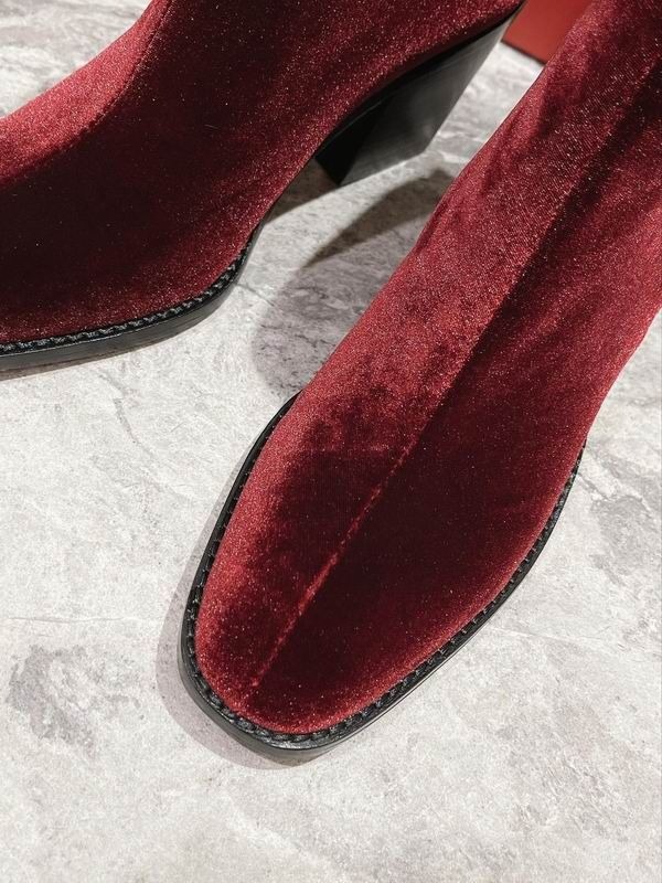 Christian Louboutin Bottines Zip 70mm avec Chaîne Velours Bourgogne – Image 3