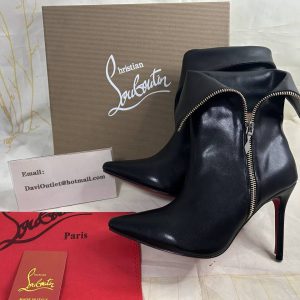 Christian Louboutin Bottines à Fermeture Éclair 100 mm Cuir Veau Noir