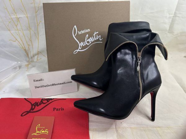 Christian Louboutin Bottines à Fermeture Éclair 100 mm Cuir Veau Noir