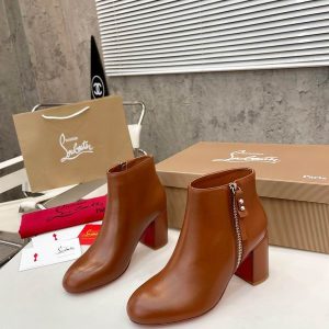 Christian Louboutin Ziptotal Bottines Cuir de Veau Marron