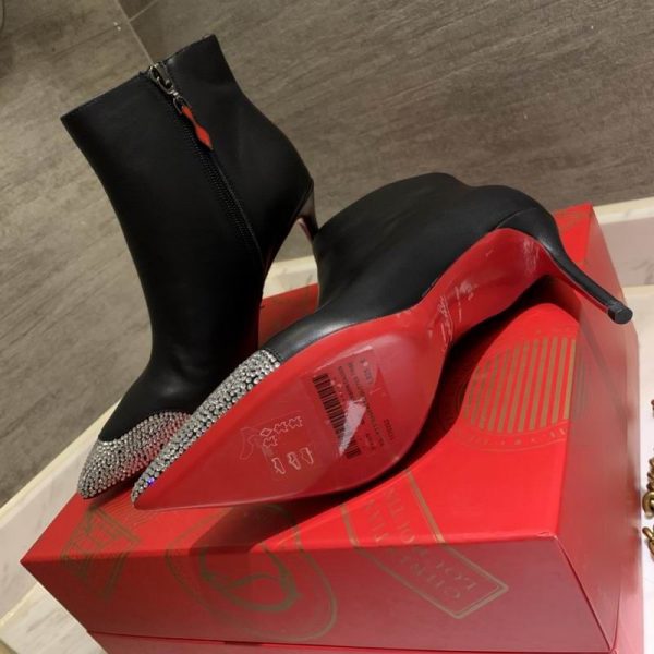 Christian Louboutin Calamijane Bottines 100mm Cuir de Veau Strass Noir – Image 3