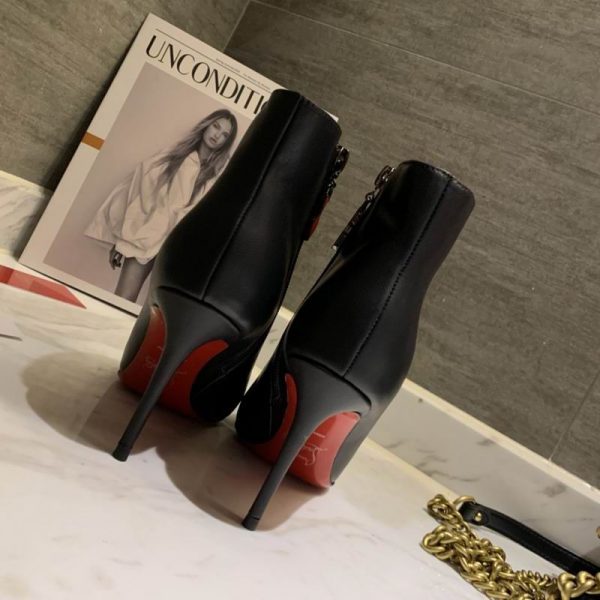 Christian Louboutin Calamijane Bottines 100mm Cuir de Veau Strass Noir – Image 4