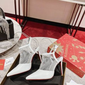 Christian Louboutin Plougesta escarpins strass en résille 100 mm - blanc