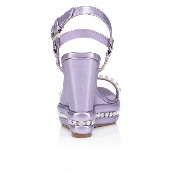 Christian Louboutin Pyrastrass 110mm Espadrilles Cuir Nappa Iridescent Et Strass Parme – Image 3