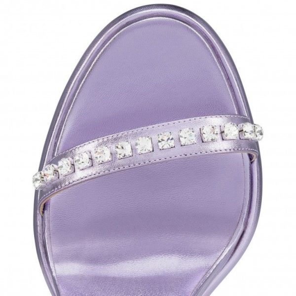 Christian Louboutin Pyrastrass 110mm Espadrilles Cuir Nappa Iridescent Et Strass Parme – Image 4