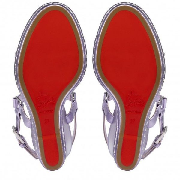 Christian Louboutin Pyrastrass 110mm Espadrilles Cuir Nappa Iridescent Et Strass Parme – Image 5