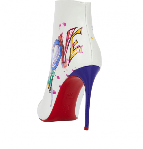 Christian Louboutin 'Love Is A Boot' Bottines 100 mm Cuir Veau et Verni Blanc – Image 3