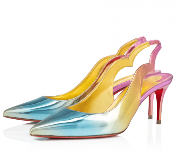 Christian Louboutin Escarpins Hot Chick Sling 70 mm Cuir Specchio Multicolore