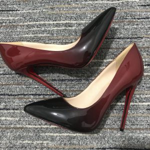 Christian Louboutin Kate Escarpins 100 mm Cuir Verni Noir Rouge