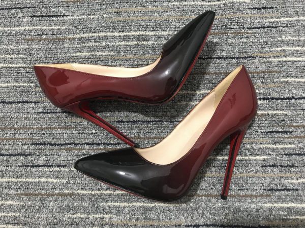 Christian Louboutin Kate Escarpins 100 mm Cuir Verni Noir Rouge