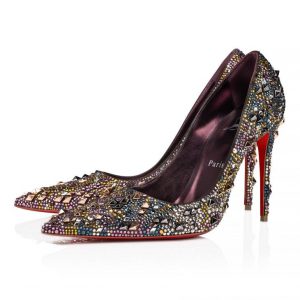 Christian Louboutin Kate Max Strass Eternity Escarpins 100 mm Daim Métallisé et Strass Eternity Anthracite