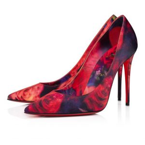 Christian Louboutin Kate Escarpins 100 mm Roses Imprimé Satin Crêpe Multicolore
