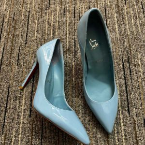 Christian Louboutin Kate Escarpins 85 mm Cuir Verni Bleu