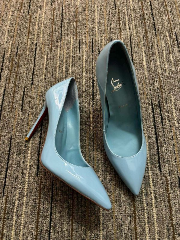 Christian Louboutin Kate Escarpins 85 mm Cuir Verni Bleu