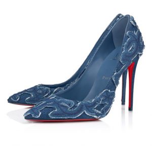 Christian Louboutin Kate Toile Denim Brodé Escarpins 100 mm Jean Brodé Louboutin