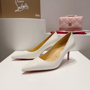 Christian Louboutin Kate Escarpins 70 mm Cuir de Veau Verni Blanc