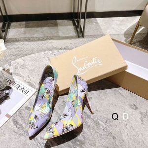 Christian Louboutin Escarpins Kate 100 mm Cuir Verni Imprimé Graphique Violet