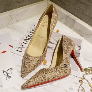 Christian Louboutin Escarpins Kate Strass Dégradé 100 mm Daim Beige