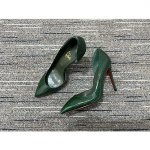 Christian Louboutin Escarpins Iriza 100mm Cuir Effet Croco Vert