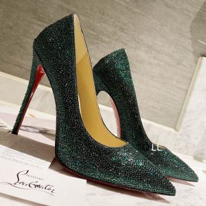 Christian Louboutin Escarpins Kate Strass Dégradé 100 mm Daim Vert