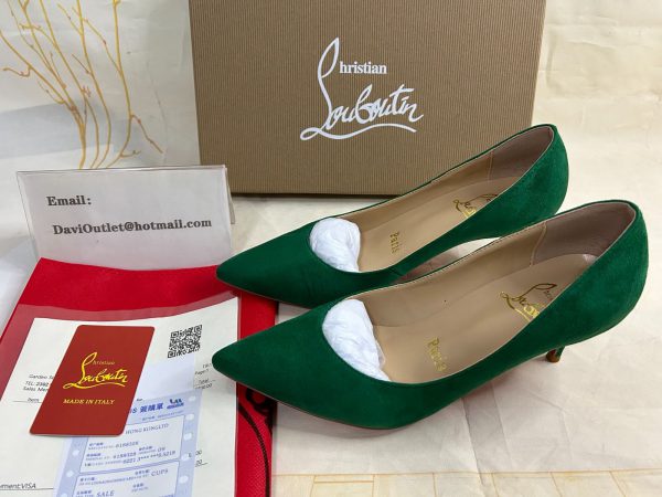 Christian Louboutin Escarpins Kate Veau Velours Vert – Image 6