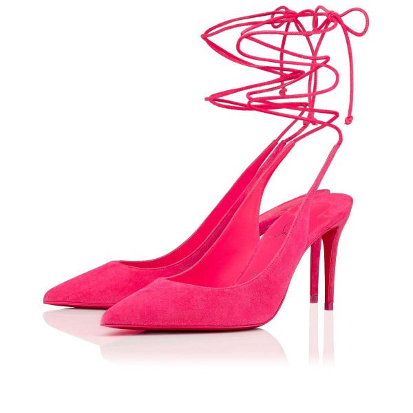 Christian Louboutin Escarpins Kate Lacés 85 mm Veau Velours Rose