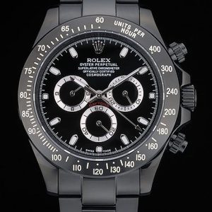 Rolex Daytona Plaqué Ion Noir Tachymètre Bracelet Acier Inox Noir Cadran Noir 80247