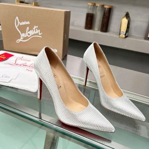 Christian Louboutin Escarpins Kate 105 mm Tissu à Paillettes Argenté