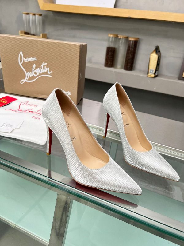 Christian Louboutin Escarpins Kate 105 mm Tissu à Paillettes Argenté