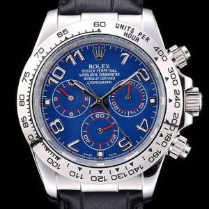 Rolex Daytona Boîtier Acier Inox Cadran Bleu Bracelet Cuir Noir
