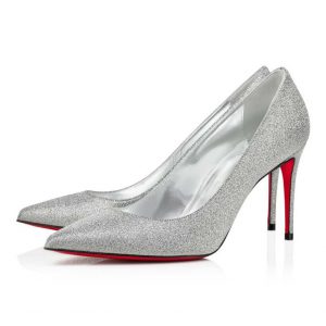 Christian Louboutin Escarpins Kate 85 mm Cuir de Veau Brillant Argenté