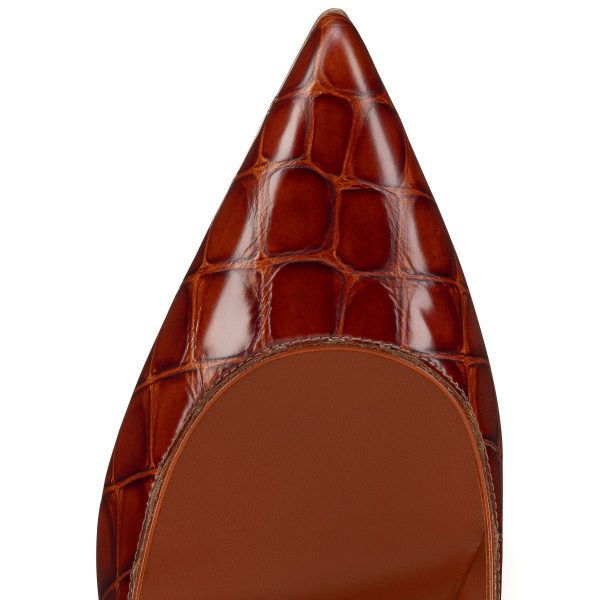 Christian Louboutin Escarpins Kate 85 mm Cuir de Veau Gaufré Alligator Acajou – Image 5