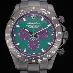Rolex Daytona Plaqué Ion Noir Tachymètre Bracelet Acier Noir Cadran Vert 80246