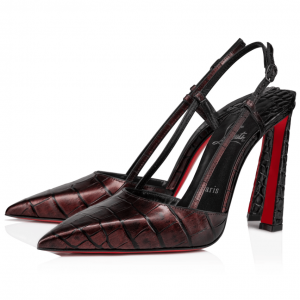 Christian Louboutin Condoroline Escarpins 100 mm Cuir Alligator Métallisé Marron