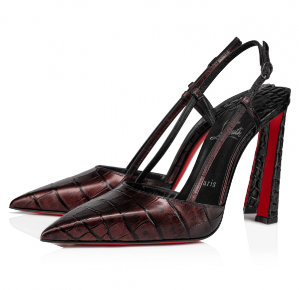 Christian Louboutin Condoroline Escarpins 100 mm Cuir Alligator Métallisé Marron