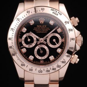 Rolex Daytona Plaqué Or Rose Acier Inox Cadran Noir