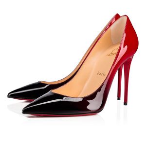 Christian Louboutin Escarpins Kate 100 mm Noir/Rouge Cuir Verni