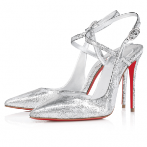Christian Louboutin Jenlove Escarpins 100 mm Cuir Laminé Manoir Argent