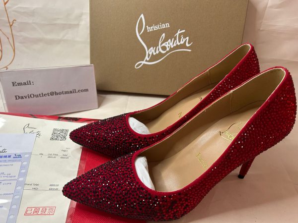 Christian Louboutin Escarpins Kate Strass 100 mm Noir/Rouge Strass – Image 5
