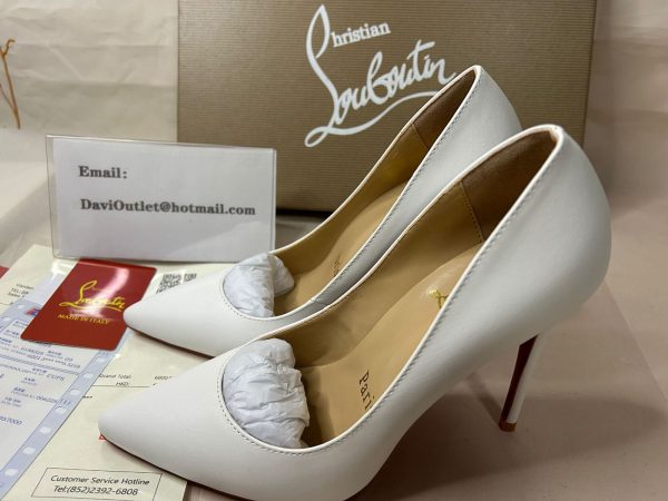 Christian Louboutin Escarpins Kate 100 mm Cuir Bianco – Image 5