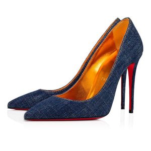 Christian Louboutin Escarpins Kate 100 mm Denim/lin Saba Or Coton