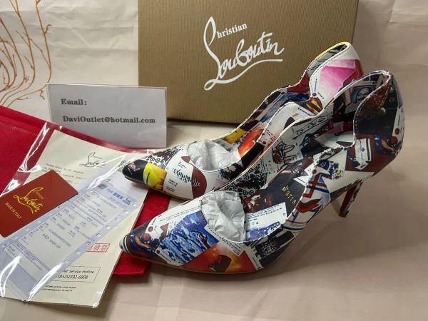 Christian Louboutin Escarpins Hot Chick 100 mm Multi/lin Multi Cuir de Veau