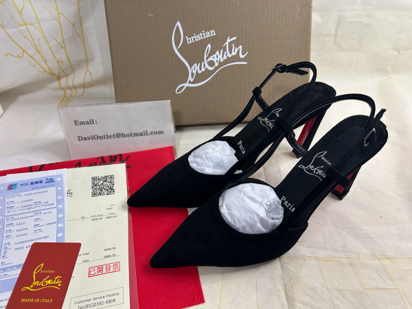 Christian Louboutin Condoroline 100 mm Escarpins Slingback Veau Velours Noir – Image 5