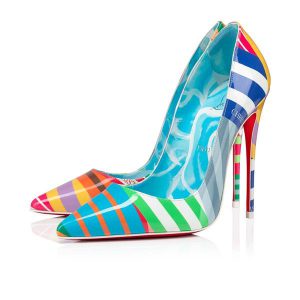 Christian Louboutin Escarpins So Kate 120 mm Multi/lin Bleu-Blanc Cuir Verni
