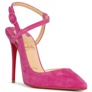 Christian Louboutin Jenlove Escarpins à Bride Cheville 100 mm Daim Rose