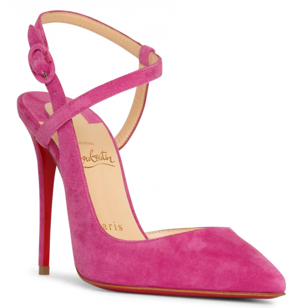 Christian Louboutin Jenlove Escarpins à Bride Cheville 100 mm Daim Rose