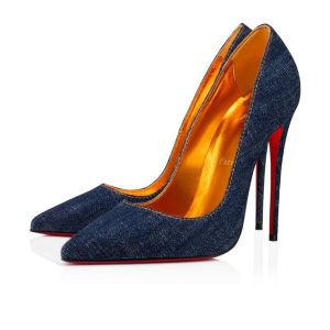Christian Louboutin Escarpins So Kate 120 mm Denim/lin Saba Or Tissu