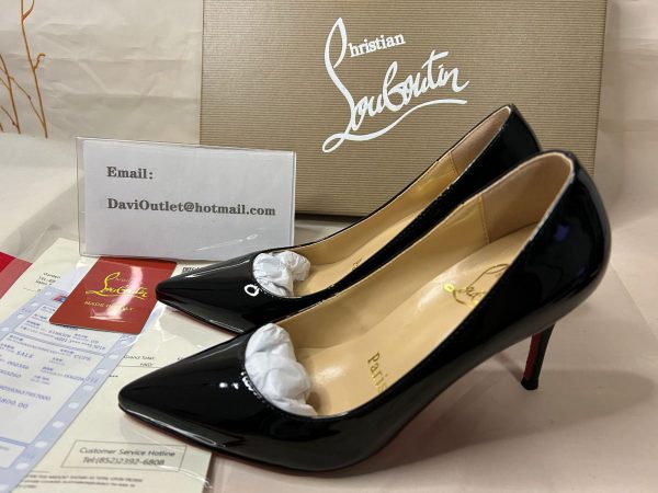 Christian Louboutin Escarpins Kate 85 mm Cuir Verni Noir – Image 4